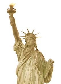 La statue de la liberté aux Etats-Unis illustre l'admission d'un étudiant à une université américaine grâce à son score au Toefl