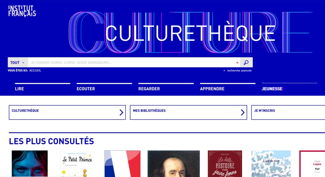 Culturetheque, une bibliothèque numérique pour les adhérents des établissements du réseau culturel français (Alliances françaises et Instituts français)