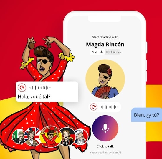 Aimigo est l'outil IA de conversation qui fait de Hotel Borbollon la meilleure app pour apprendre l'espagnol 