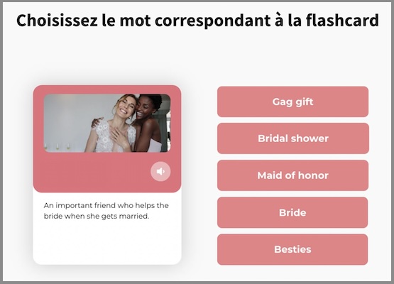 Exercice à partir d'une flashcard en anglais dans la formation CPF de Clic-Campus