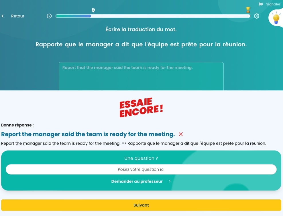 Plateforme d'un organisme de formation qui utilise l'IA pour personnaliser les leçons et les réponses