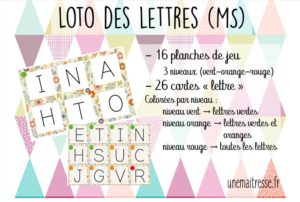 Loto des lettres créé par Unemaitresse.fr