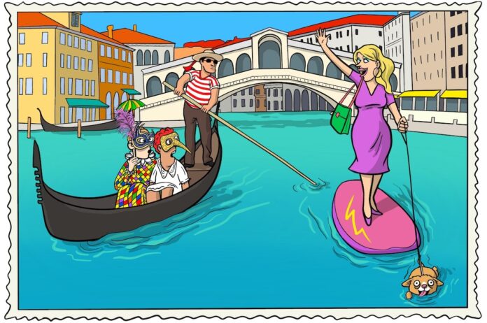 Formation italien elearning Illustration amusante de Saga Baldoria, la formation e-learning pour apprendre l'italien