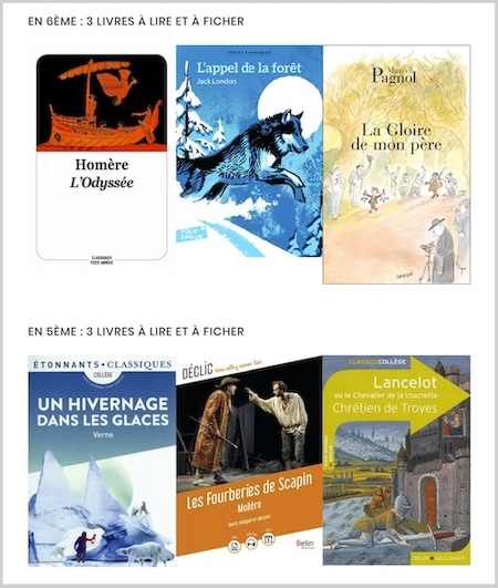 6 exemples de fiches de lecture sur des livres du programme d'école à la maison du Cours Griffon, adapté aux enfants expatriés