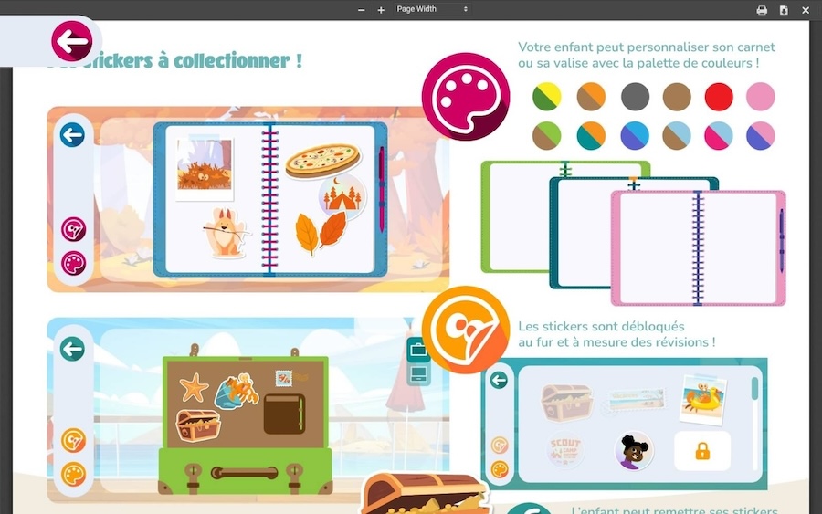 Exemples extraits de l'app Hootop pour apprendre en jouant
