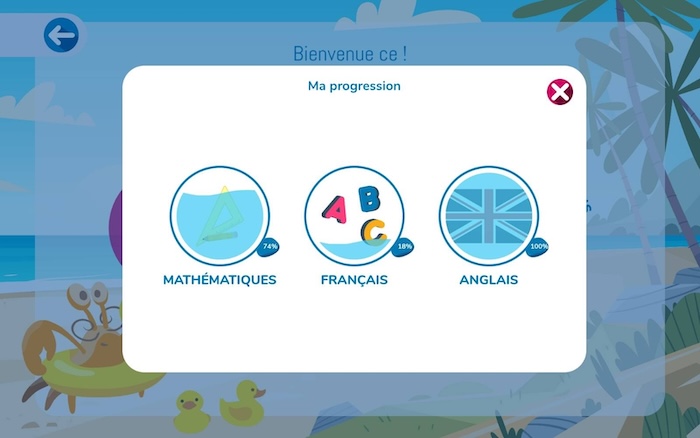 L'app pour réviser en jouant affiche la progression dans chaque matière de façon ludique