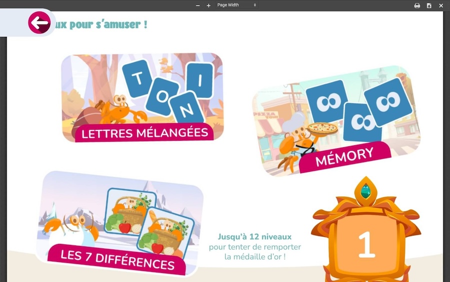 Jeux amusants débloqués en récompense des exercices sur Hootop