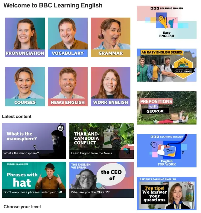 Le site de la BBC fait partie des meilleurs cours d'anglais gratuits pour les débutants, intermédiaires, ou niveaux avancés