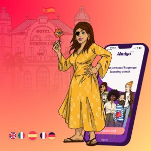 Le personnage Magda est l'IA qui discute en espagnol avec les apprenants francophones