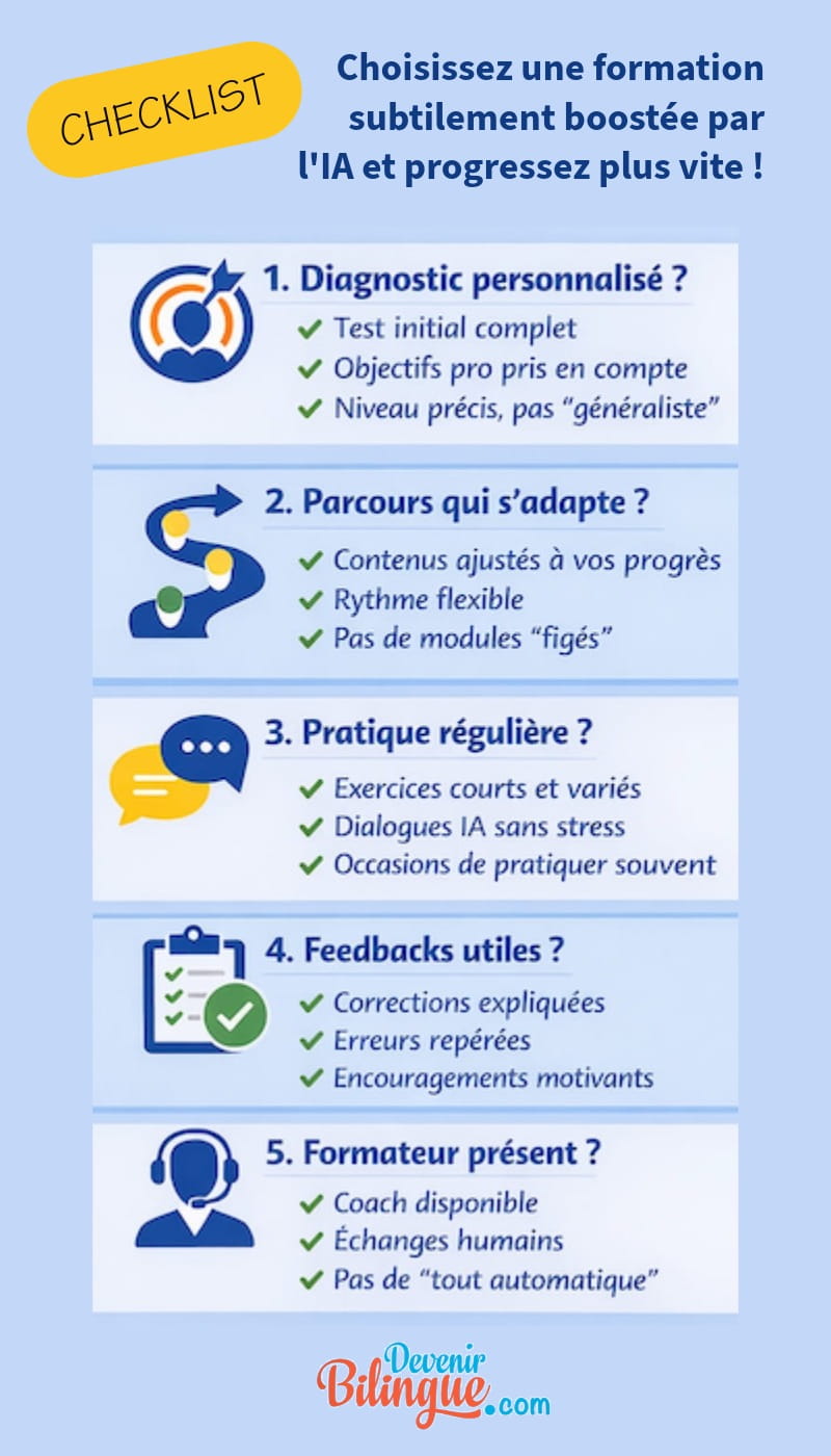 La checklist pour s'assurer que l'IA est bien utilisée dans votre formation linguistique