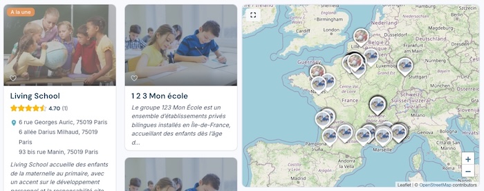 Annuaire Ecoles bilingues en France Carte des écoles bilingues et internationales en France