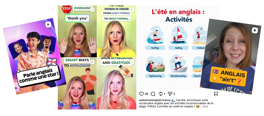 4 extraits de notre sélection des meilleurs comptes pour apprendre l'anglais sur Instagram